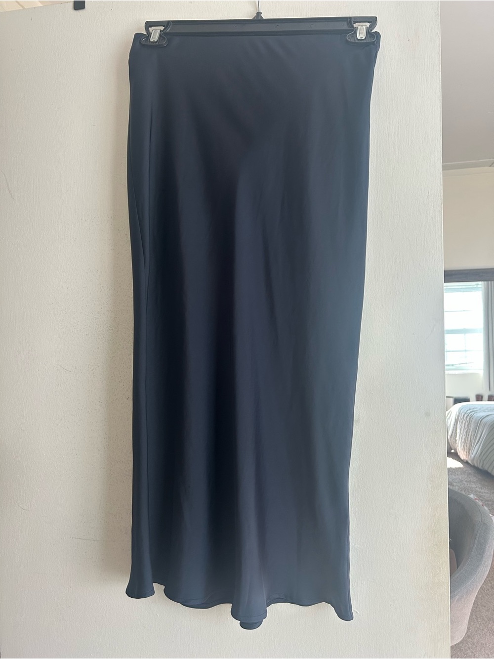 Zara Navy Silk midi skirt